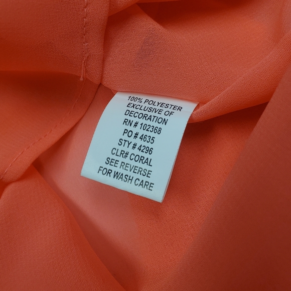 Club Z Collection Salmon/pink see-through blouse. - Picture 2 of 5